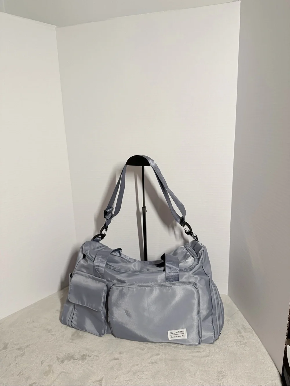 Light blue Travel Duffel Bag with Multiple Pockets